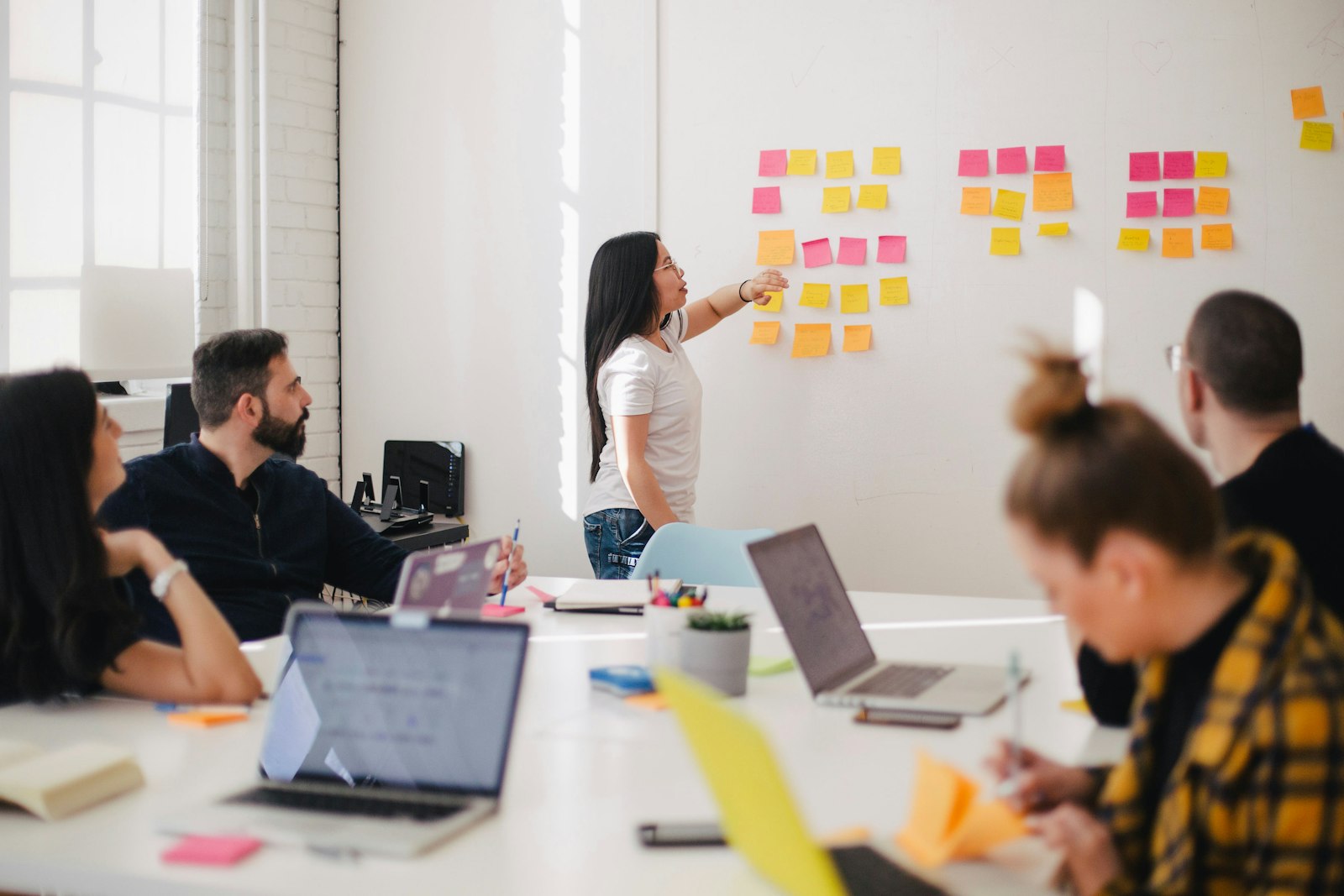 Team planning together around a whiteboard